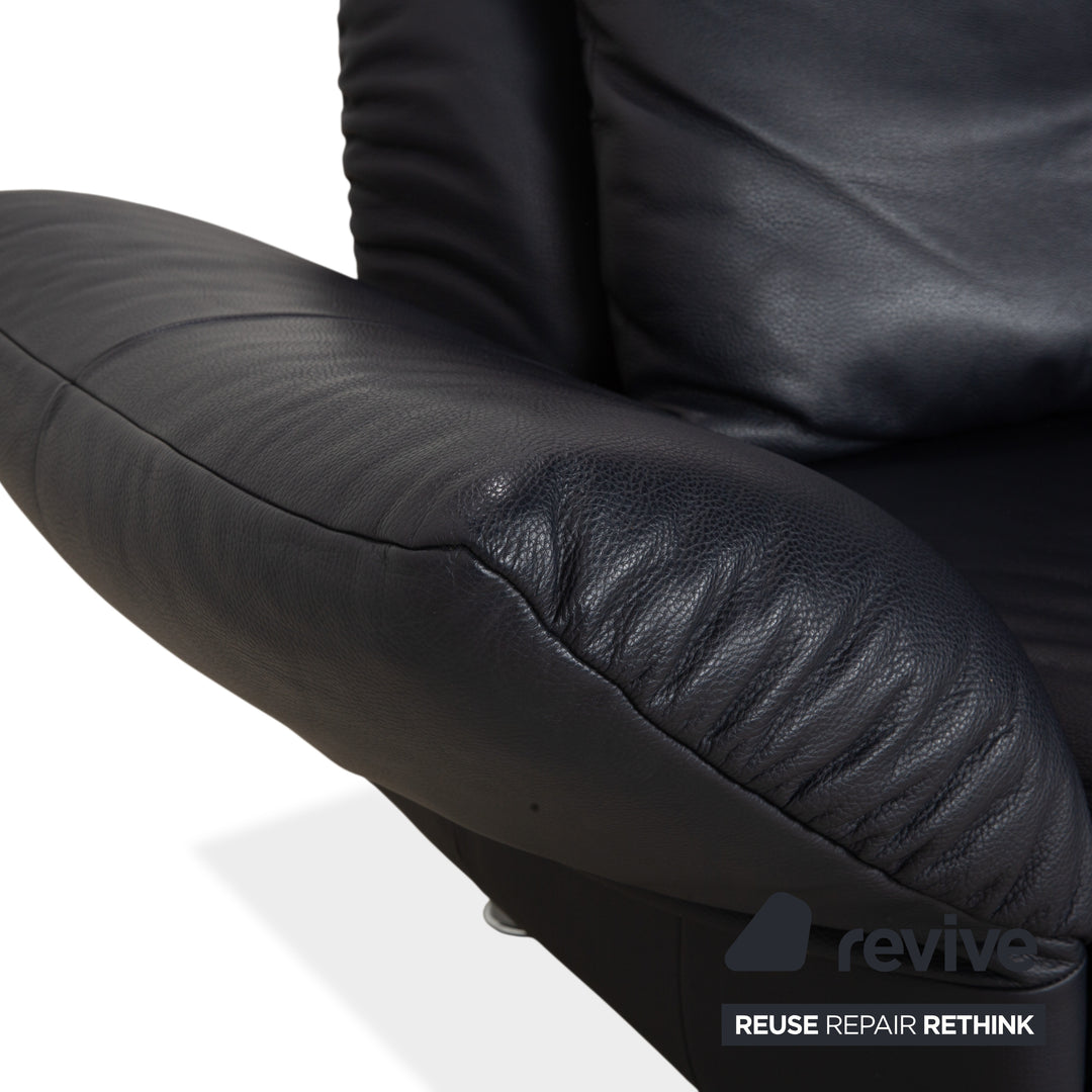Rolf Benz 510 Leder Dreisitzer Dunkelblau manuelle Funktion Sofa Couch