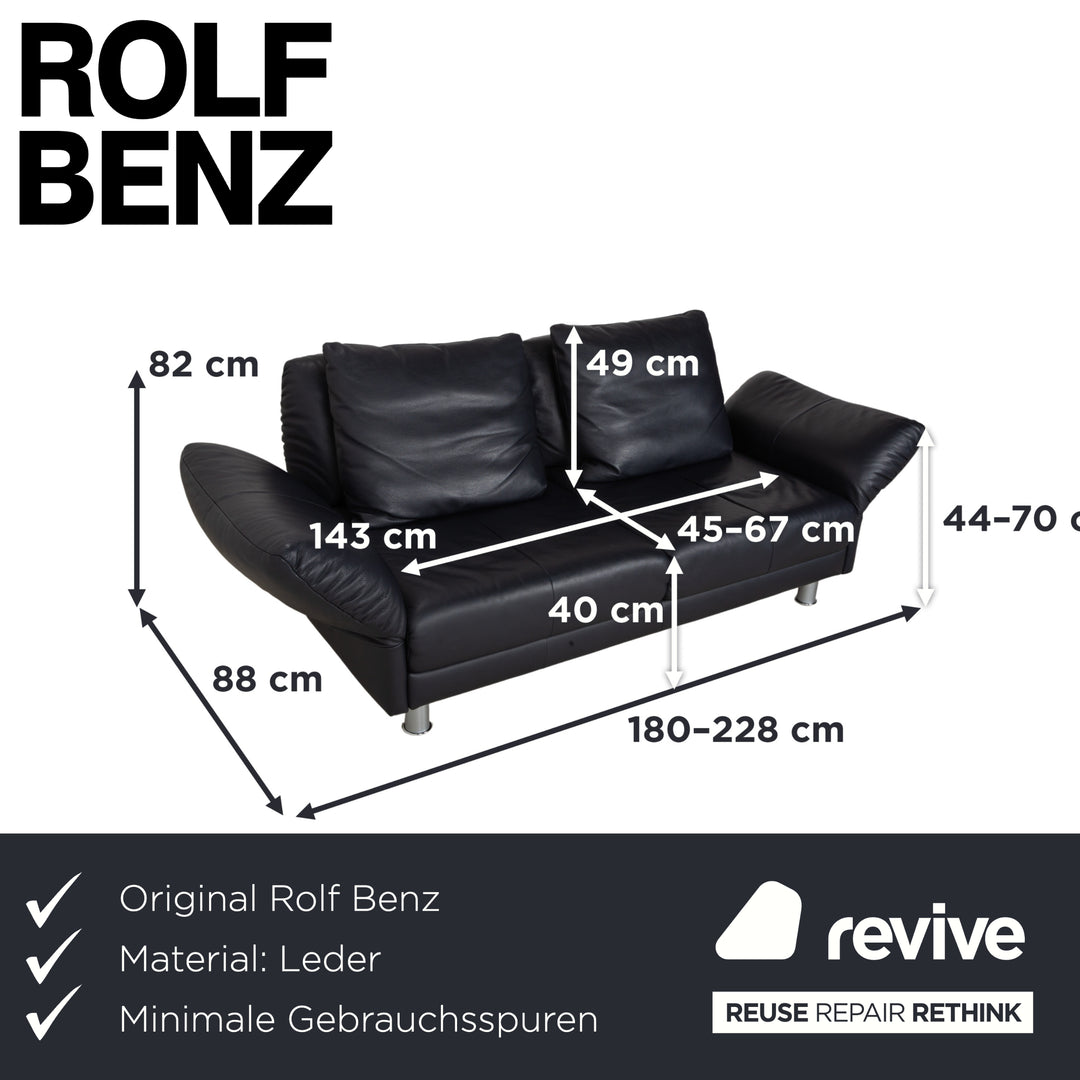 Rolf Benz 510 Leder Dreisitzer Dunkelblau manuelle Funktion Sofa Couch