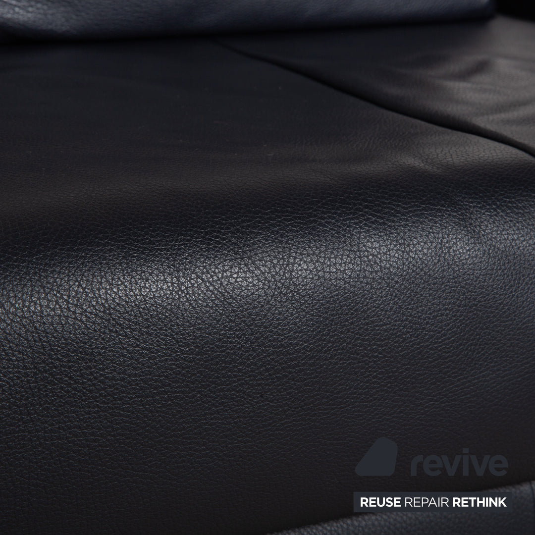 Rolf Benz 510 Leder Dreisitzer Dunkelblau manuelle Funktion Sofa Couch
