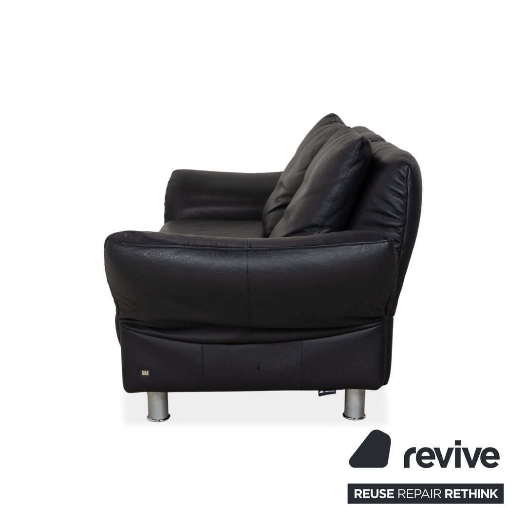 Rolf Benz 510 Leder Dreisitzer Dunkelblau manuelle Funktion Sofa Couch