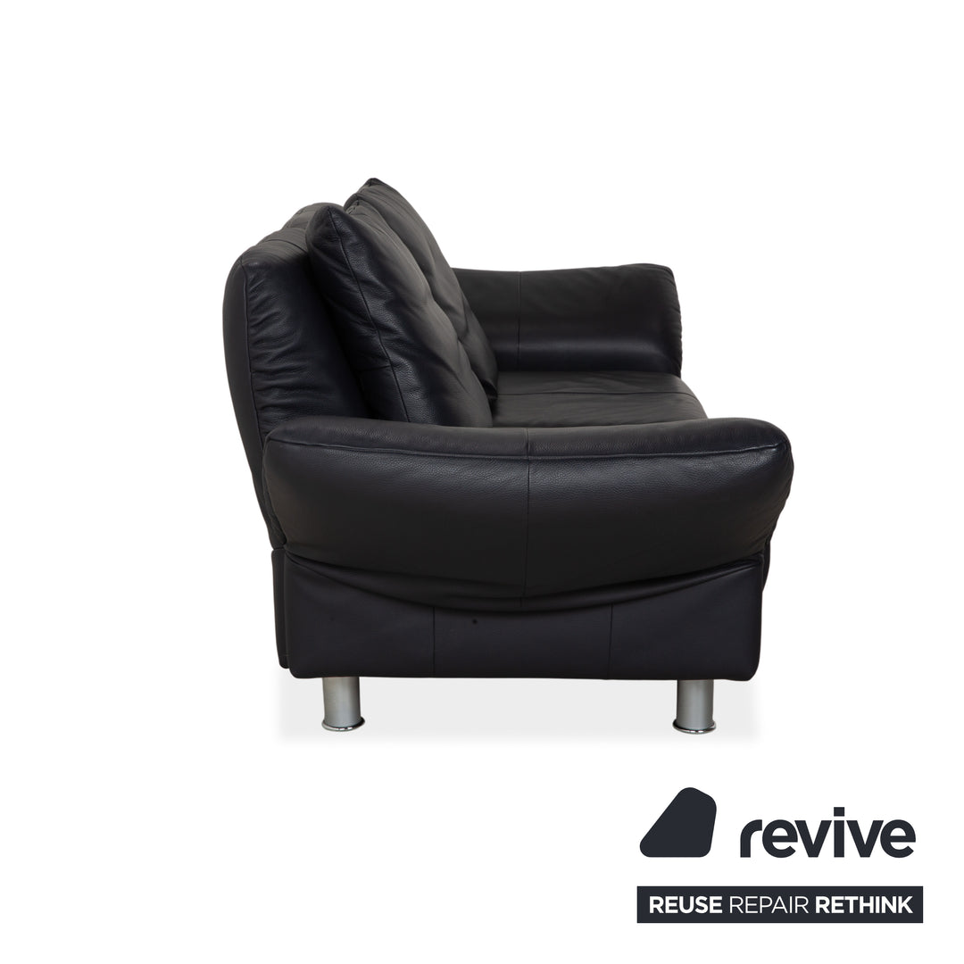 Rolf Benz 510 Leder Dreisitzer Dunkelblau manuelle Funktion Sofa Couch