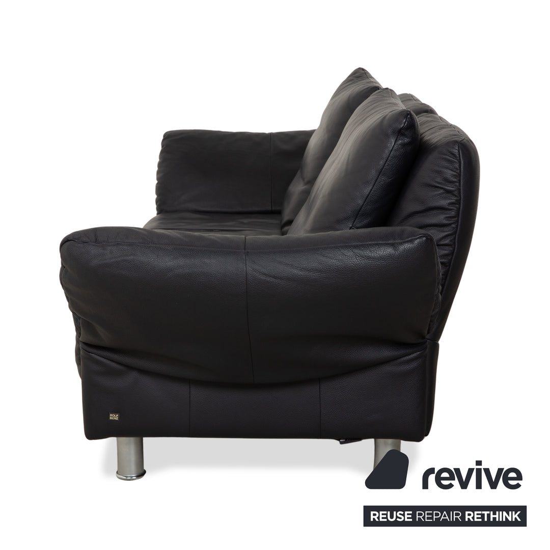 Rolf Benz 510 Leder Dreisitzer Dunkelblau manuelle Funktion Sofa Couch