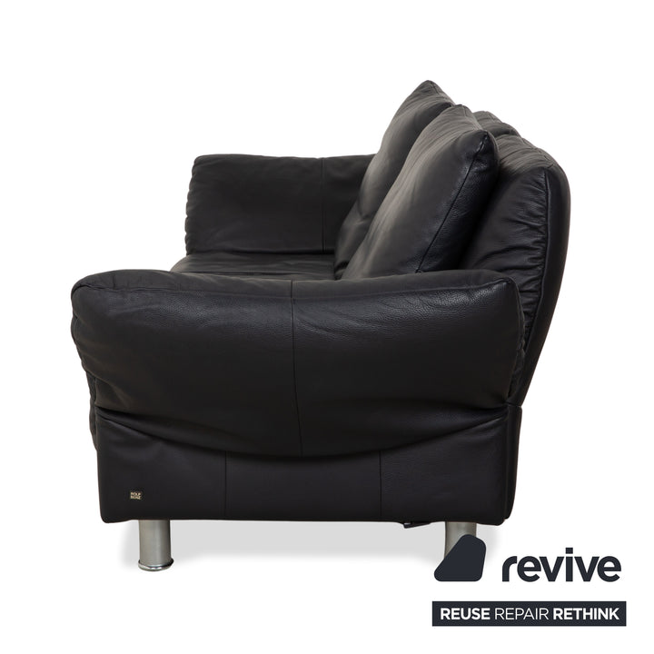 Rolf Benz 510 Leder Dreisitzer Dunkelblau manuelle Funktion Sofa Couch
