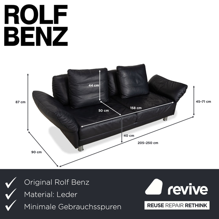 Rolf Benz 510 Leder Dreisitzer Dunkelblau manuelle Funktion Sofa Couch