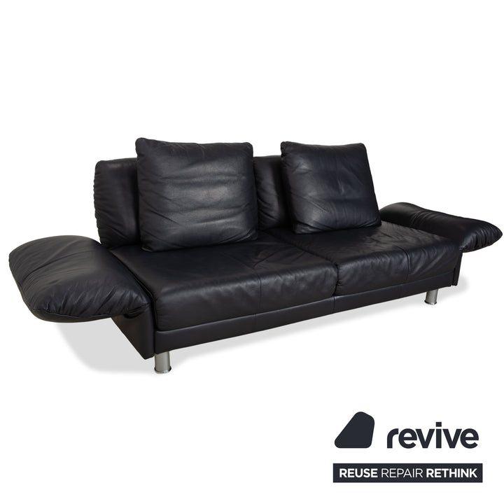 Rolf Benz 510 Leder Dreisitzer Dunkelblau manuelle Funktion Sofa Couch