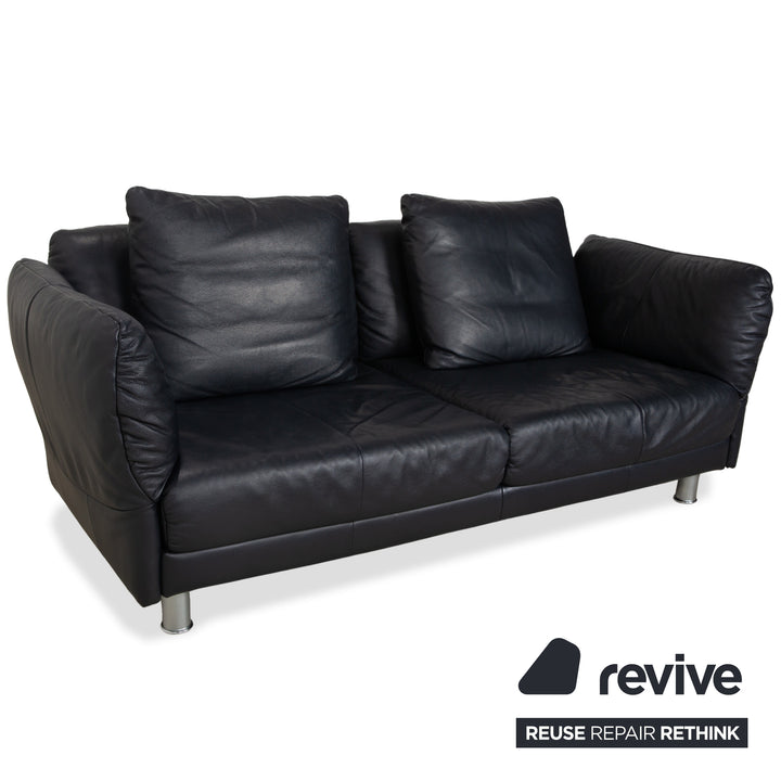 Rolf Benz 510 Leder Dreisitzer Dunkelblau manuelle Funktion Sofa Couch