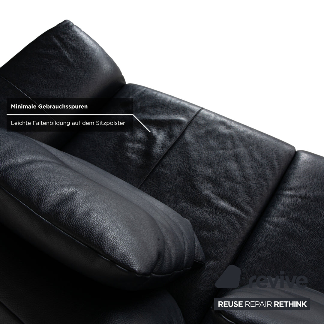 Rolf Benz 510 Leder Dreisitzer Dunkelblau manuelle Funktion Sofa Couch