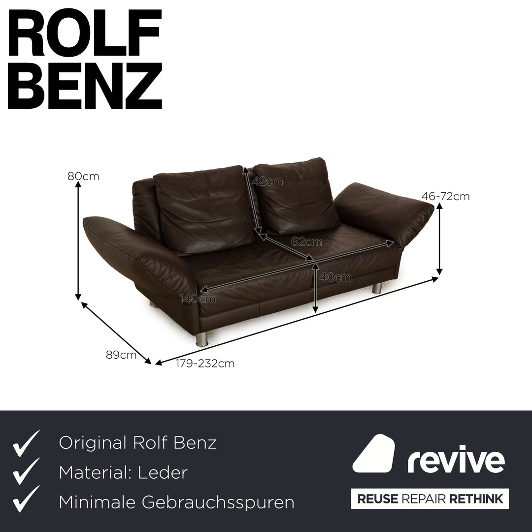 Rolf Benz 510 Leather Two Seater Brown Manual Function Sofa Couch