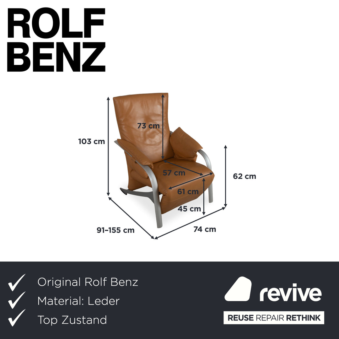 Rolf Benz 5100 Sessel Leder Cognac manuelle Funktion Relaxfunktion