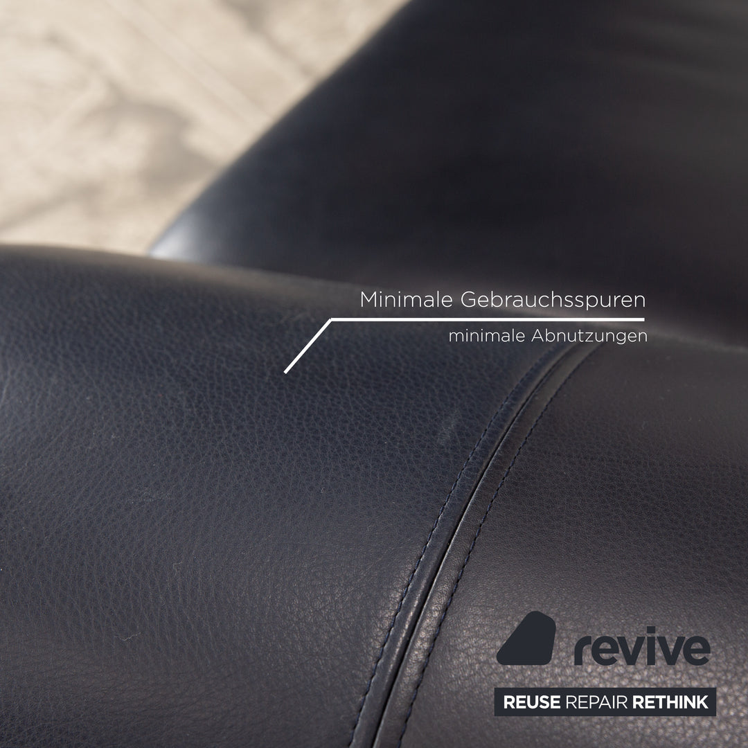 Rolf Benz 545 Leather Two Seater Blue Dark Blue Sofa Couch