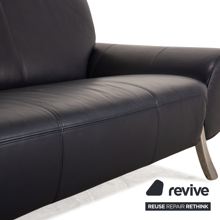 Rolf Benz 545 Leather Two Seater Blue Dark Blue Sofa Couch