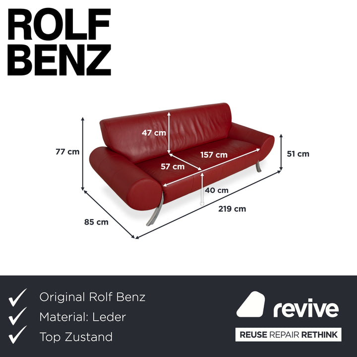 Rolf Benz 545 Leder Zweisitzer Rot Sofa Couch