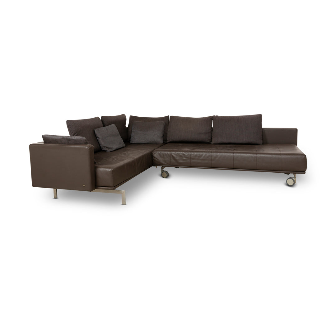 Rolf Benz 555 Leather Corner Sofa Brown Sofa Couch Manual Function Sofa Bed