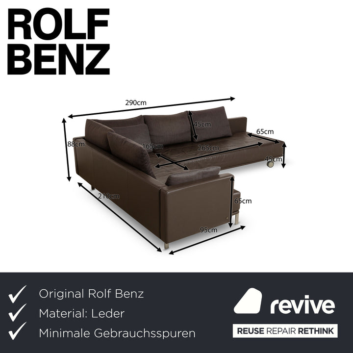 Rolf Benz 555 Leather Corner Sofa Brown Sofa Couch Manual Function Sofa Bed