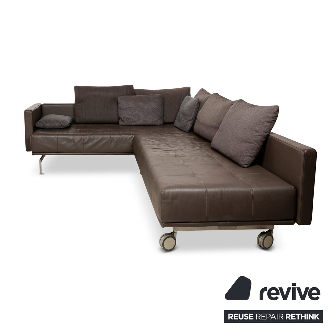 Rolf Benz 555 Leather Corner Sofa Brown Sofa Couch Manual Function Sofa Bed