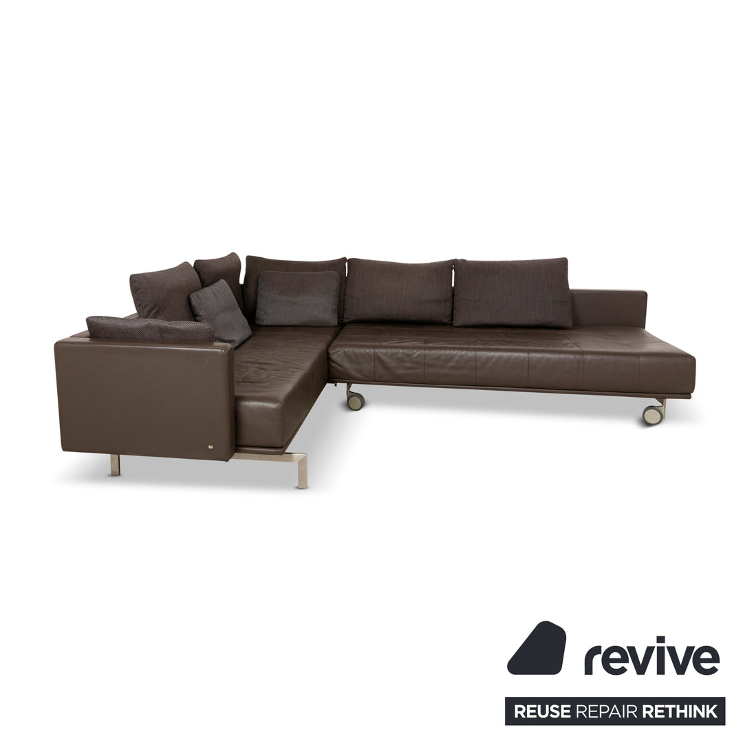 Rolf Benz 555 Leather Corner Sofa Brown Sofa Couch Manual Function Sofa Bed