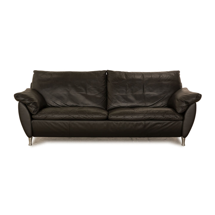 Rolf Benz 5600 Leather Three-Seater Anthracite Dark Grey Sofa Couch