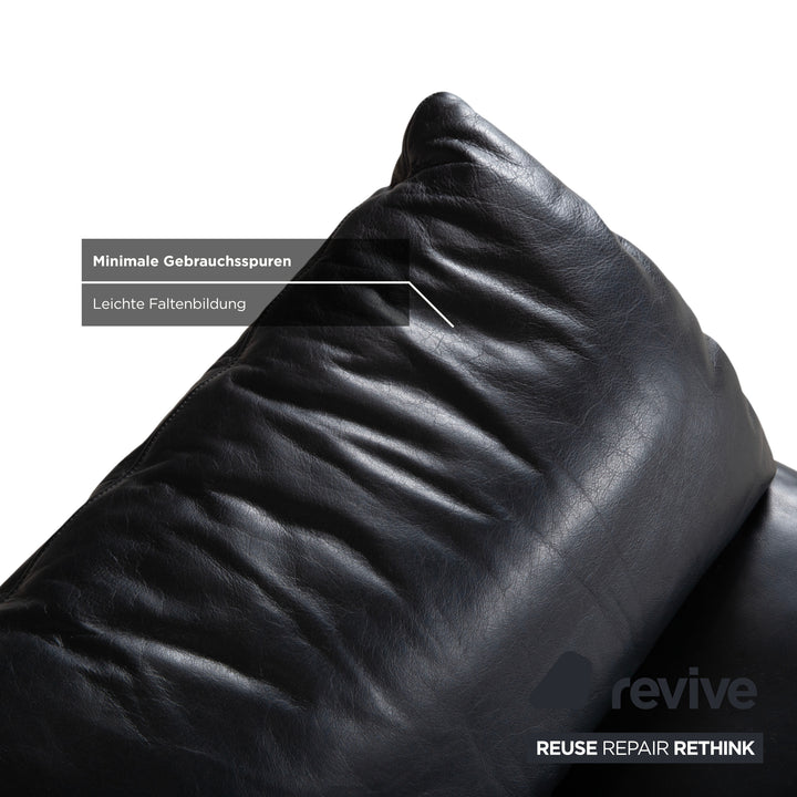 Rolf Benz 5600 Leder Dreisitzer Dunkelblau Sofa Couch