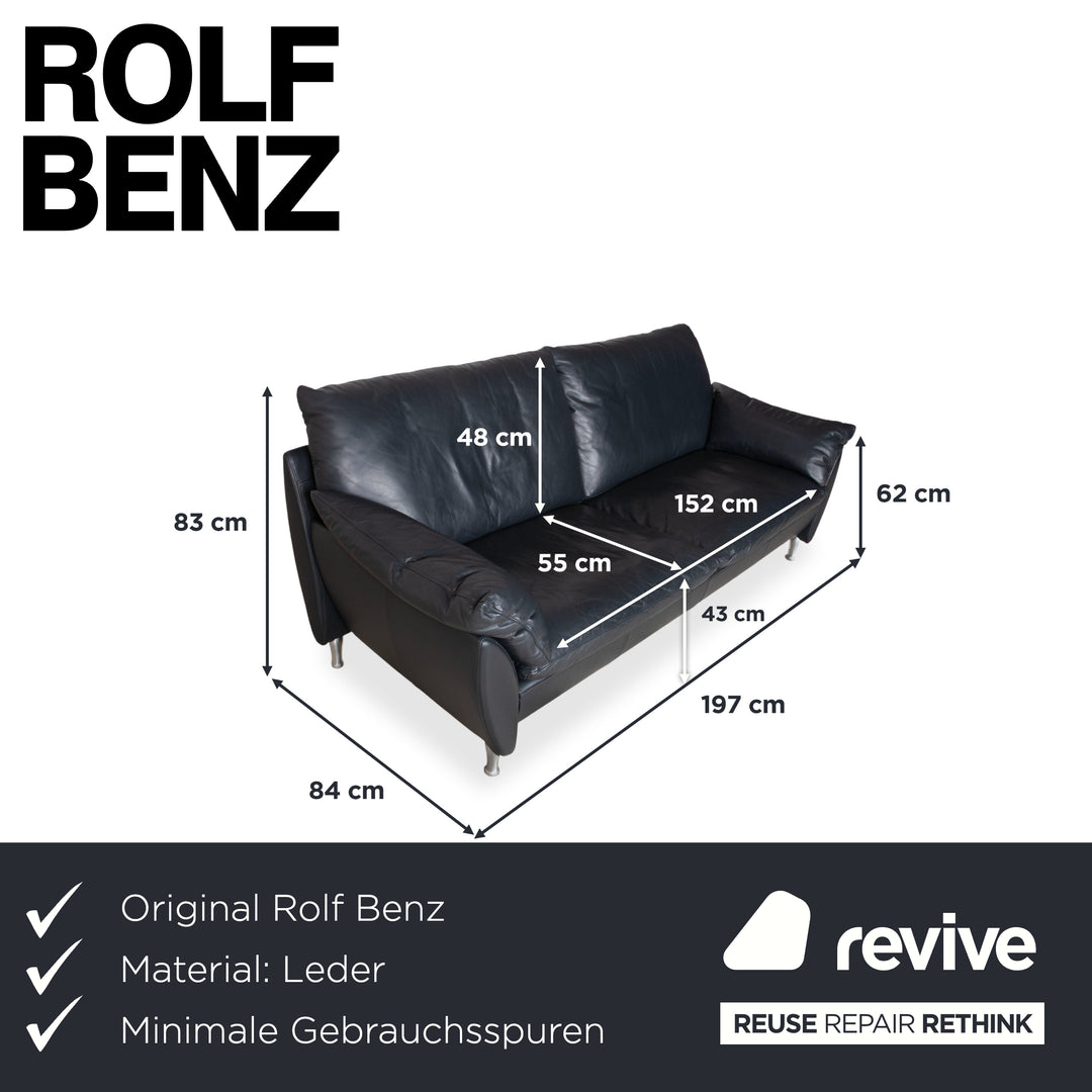 Rolf Benz 5600 Leder Dreisitzer Dunkelblau Sofa Couch
