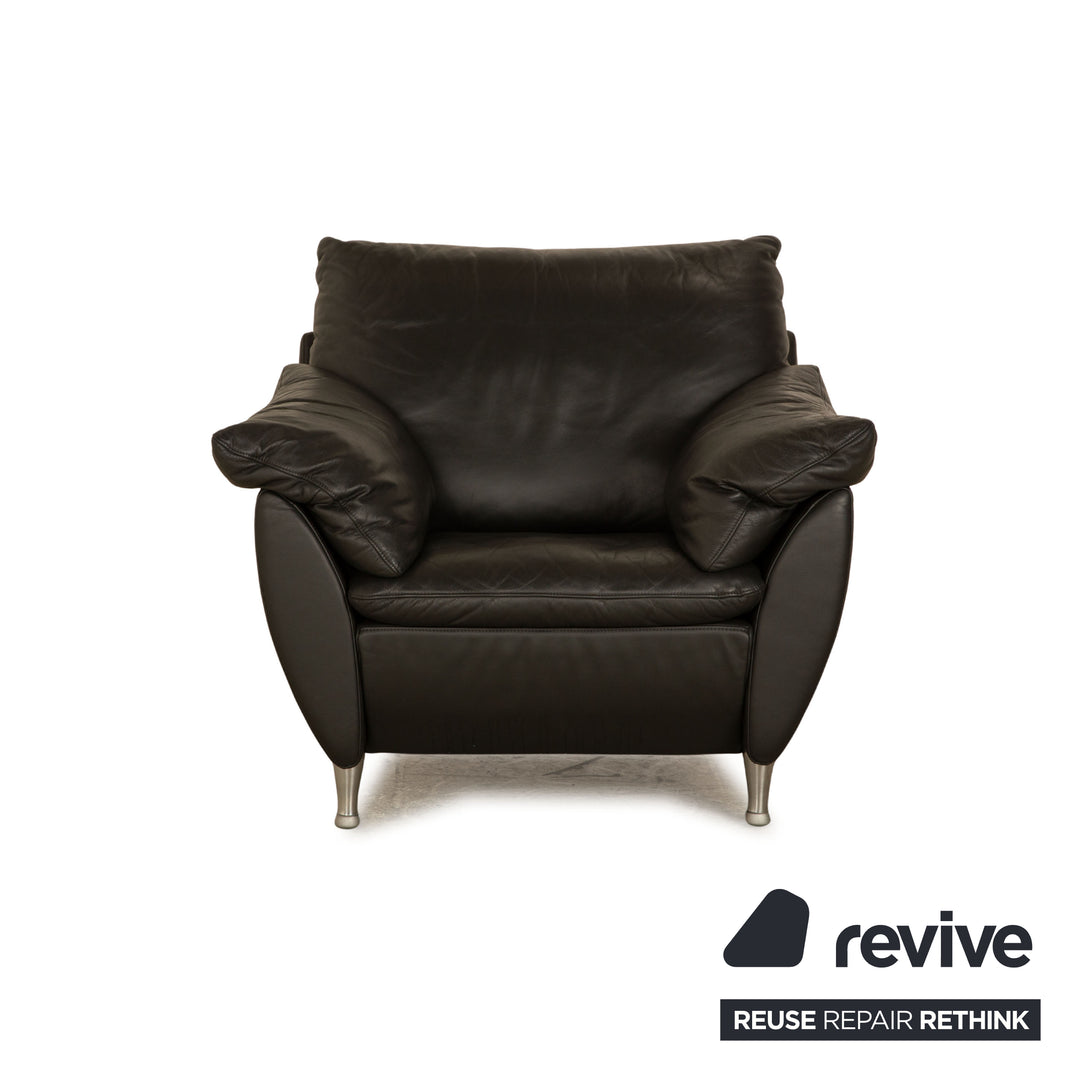 Rolf Benz 5600 leather armchair anthracite dark grey