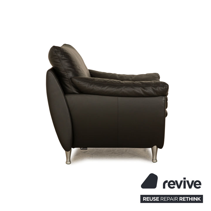 Rolf Benz 5600 leather armchair anthracite dark grey