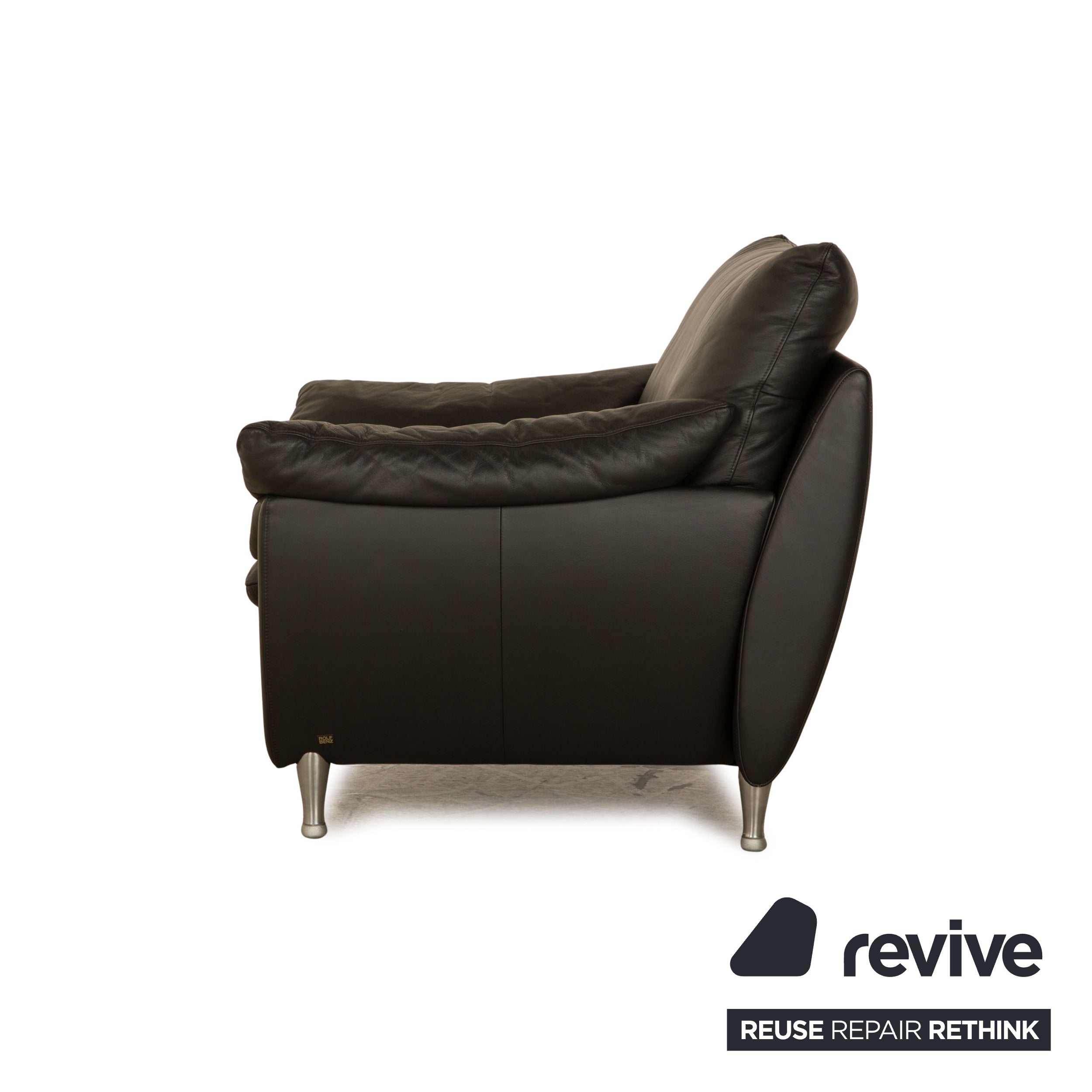 Rolf Benz 5600 leather armchair set anthracite dark grey
