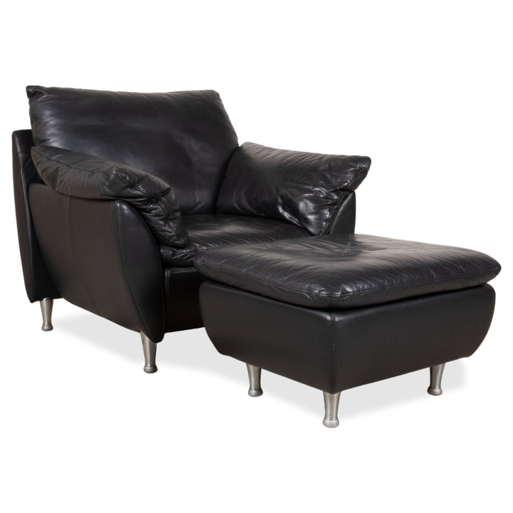 Rolf Benz 5600 Leder Sessel Schwarz inkl. Hocker