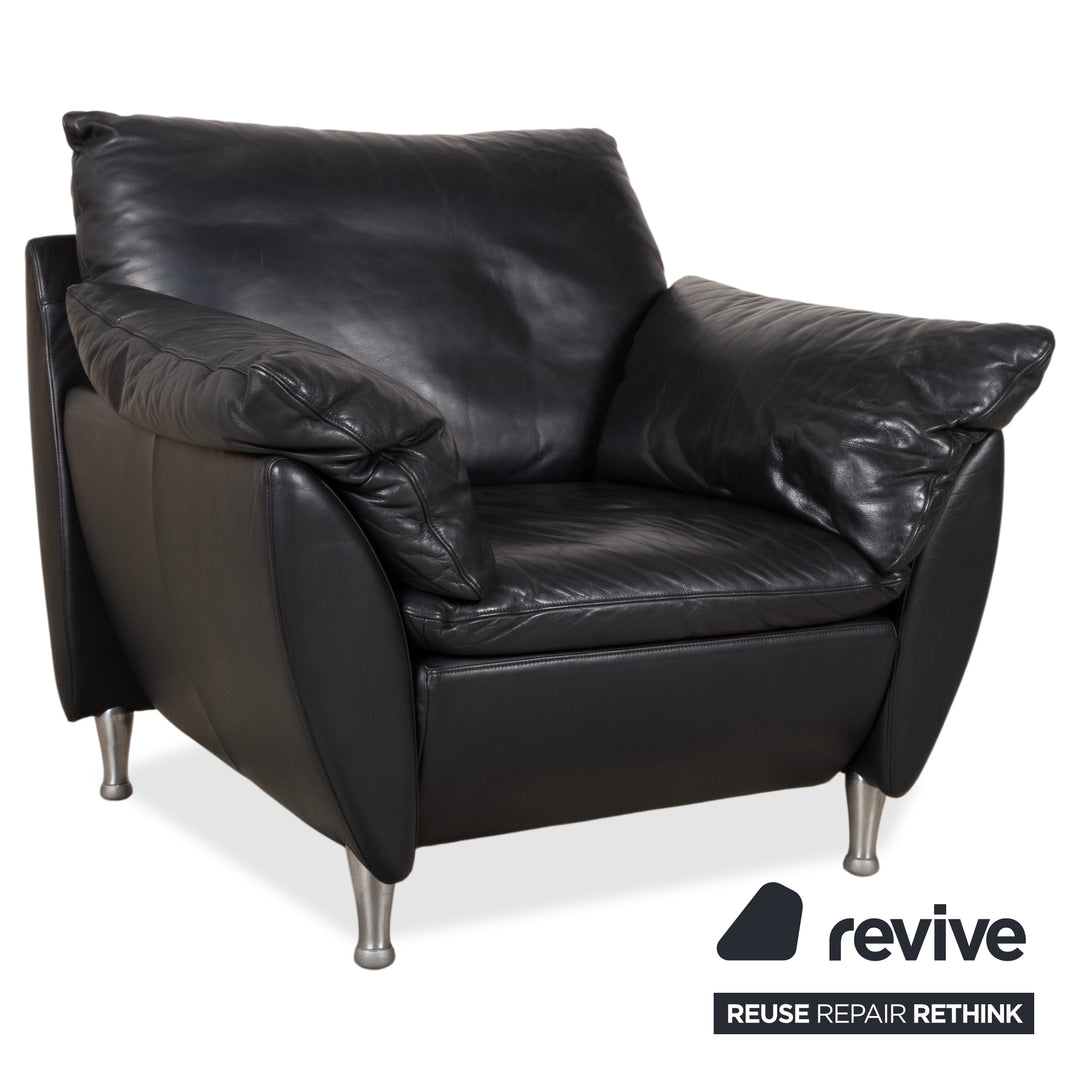 Rolf Benz 5600 Leder Sessel Schwarz inkl. Hocker