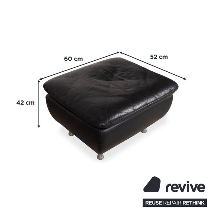 Fauteuil en cuir noir Rolf Benz 5600 avec pouf