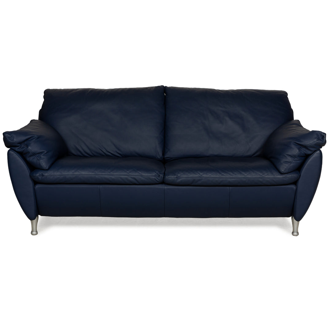 Rolf Benz 5600 Leather Two-Seater Blue Sofa Couch