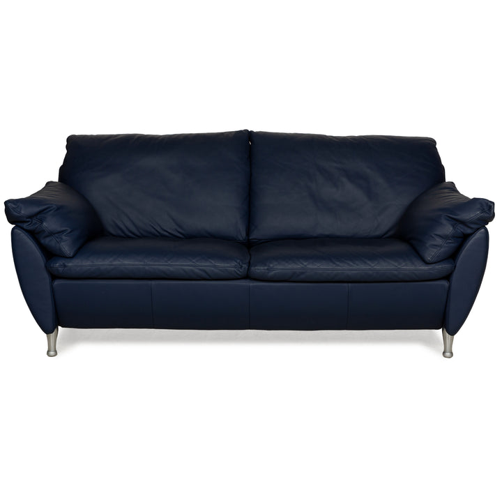 Rolf Benz 5600 Leather Two-Seater Blue Sofa Couch