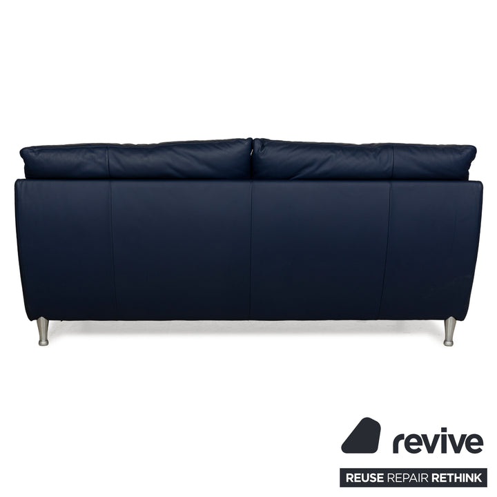Rolf Benz 5600 Leather Two-Seater Blue Sofa Couch
