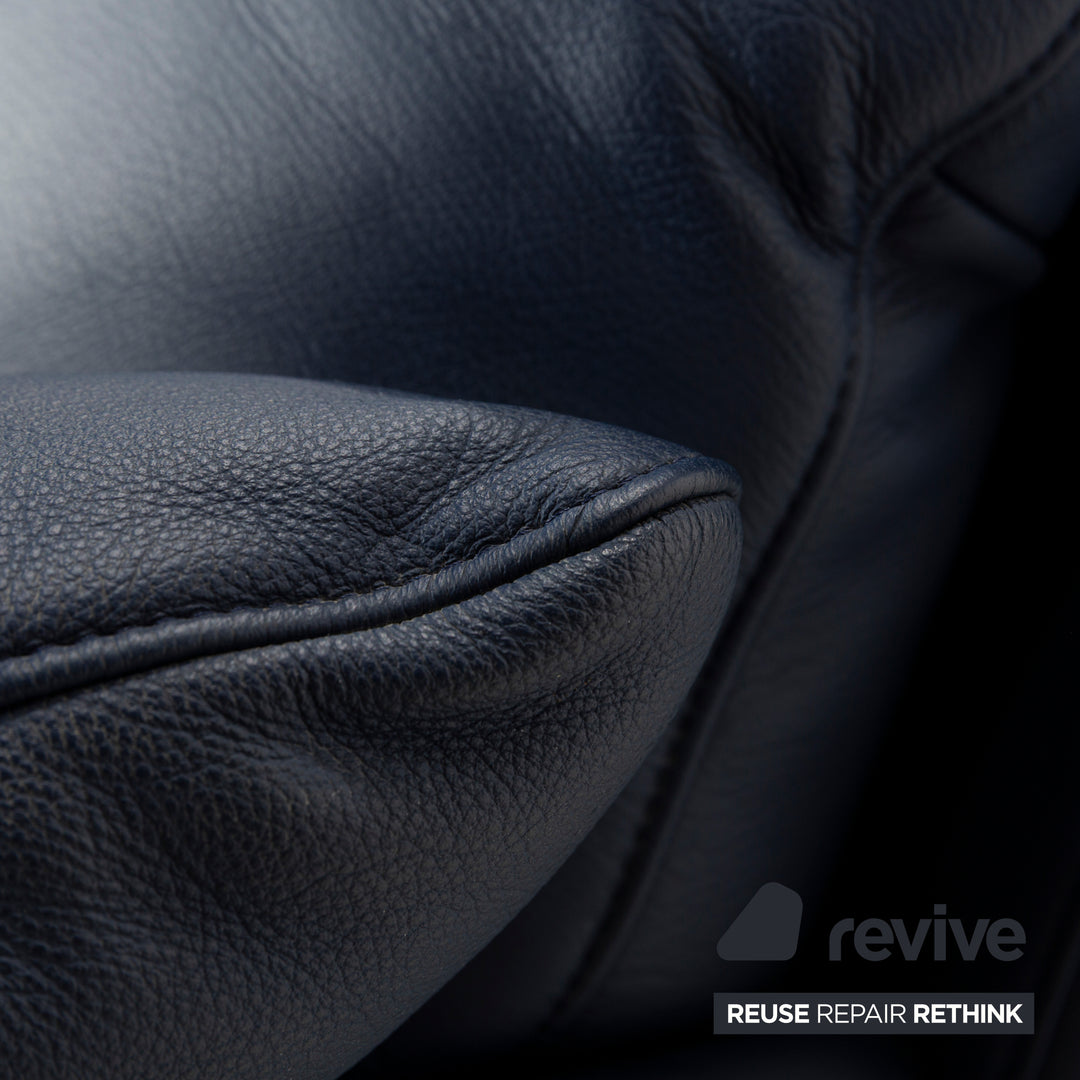 Rolf Benz 5600 Leather Two-Seater Blue Sofa Couch