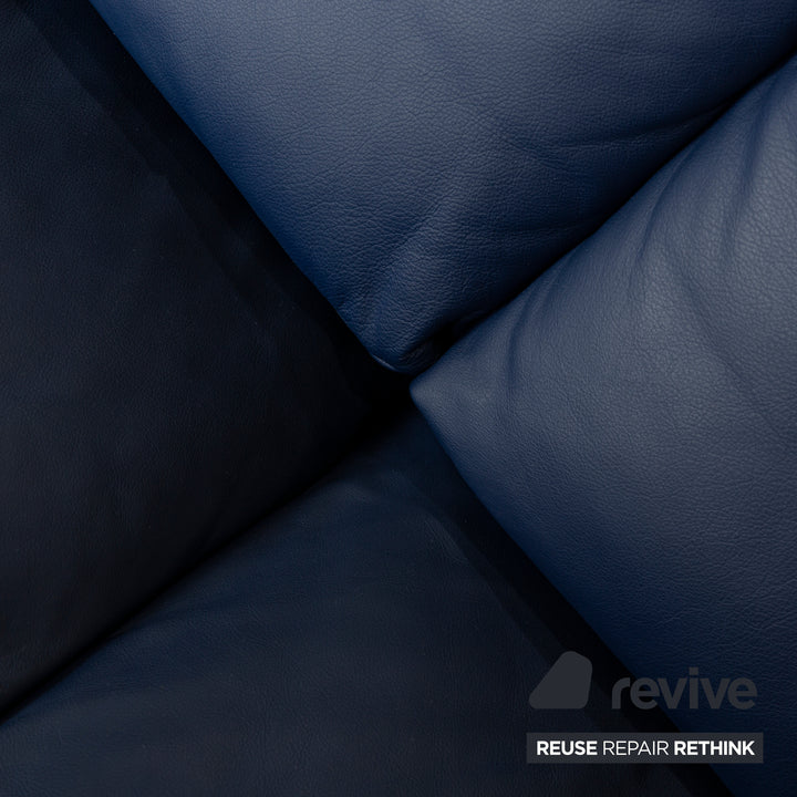 Rolf Benz 5600 Leather Two-Seater Blue Sofa Couch