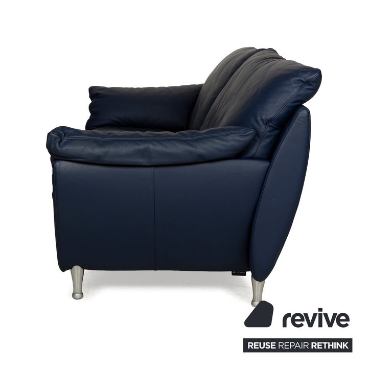 Rolf Benz 5600 Leather Two-Seater Blue Sofa Couch