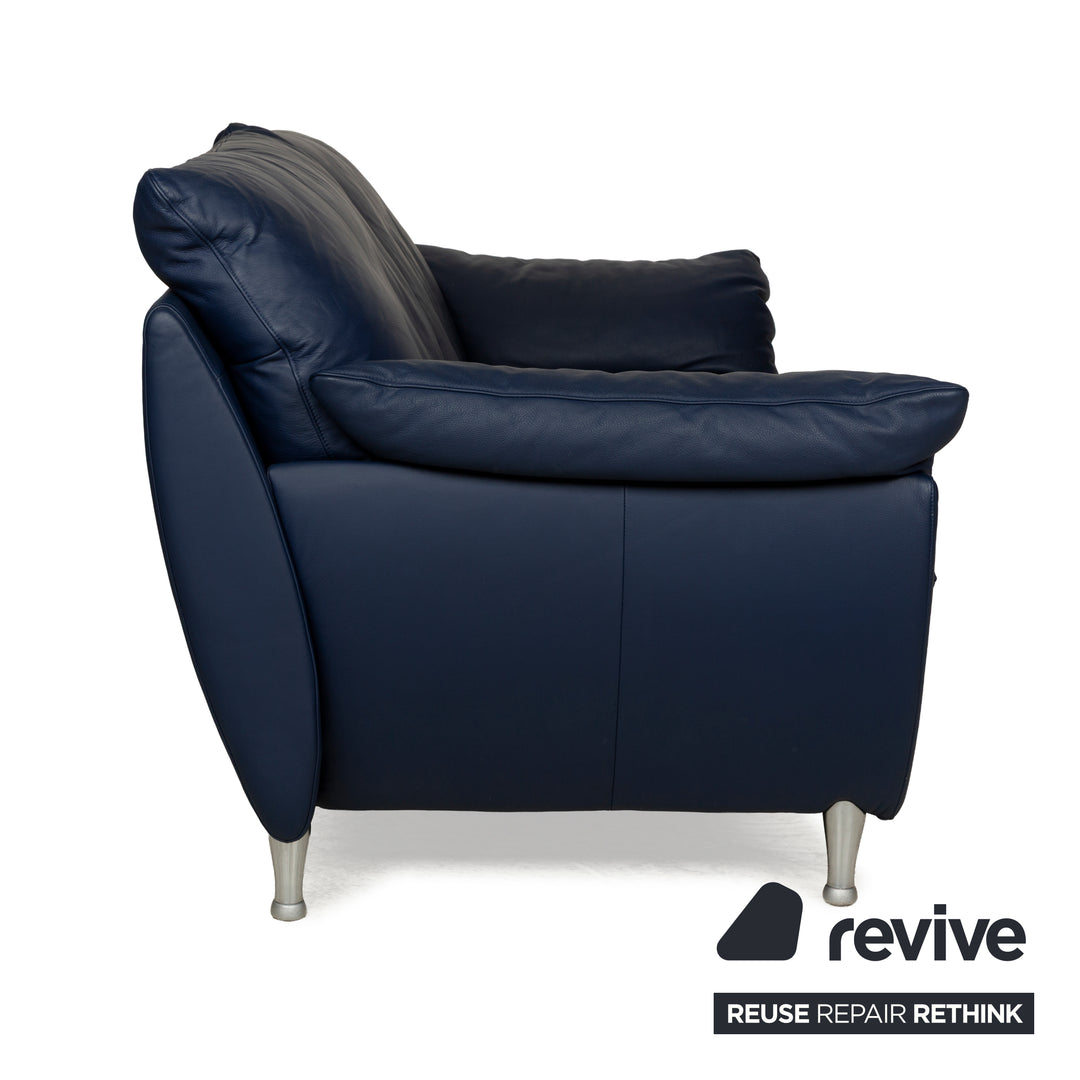 Rolf Benz 5600 Leather Two-Seater Blue Sofa Couch