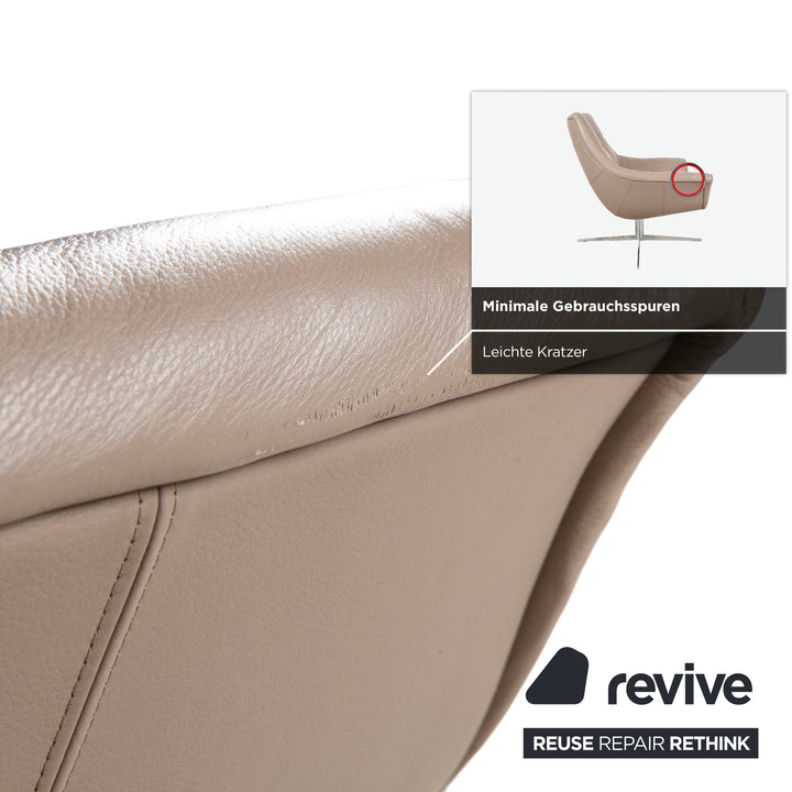 Rolf Benz 566 Leather Chrome Armchair Brown Gray Sofa Couch