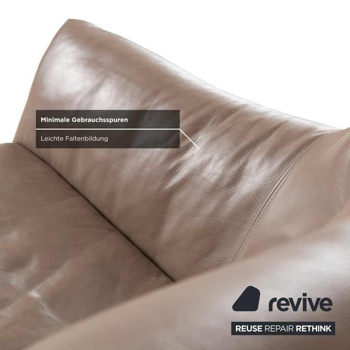 Rolf Benz 566 Leather Chrome Armchair Brown Gray Sofa Couch