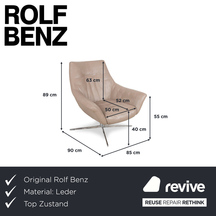 Rolf Benz 566 Leather Chrome Armchair Brown Gray Sofa Couch