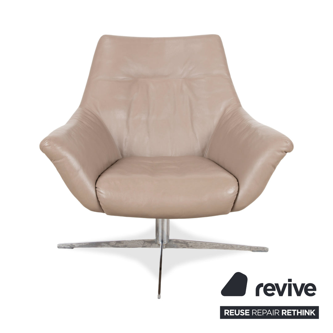 Rolf Benz 566 Leather Chrome Armchair Brown Gray Sofa Couch
