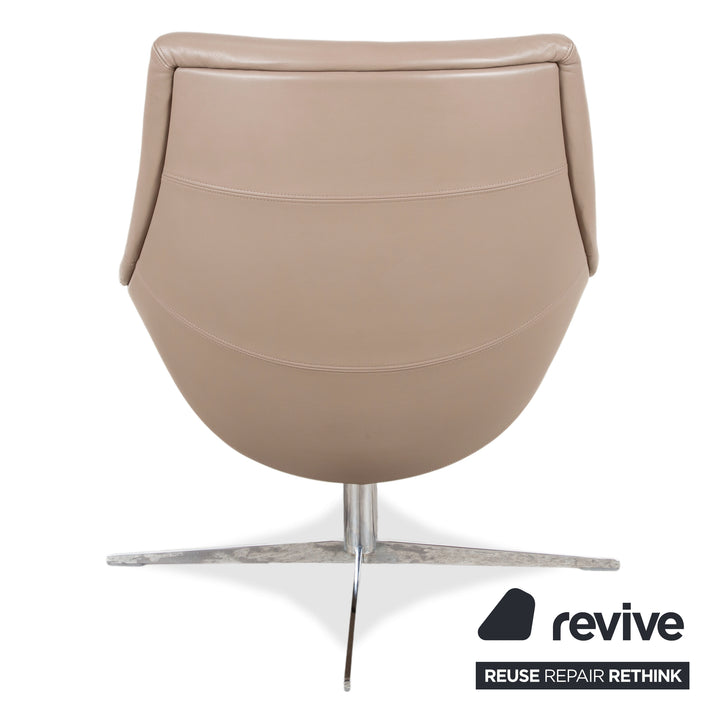 Rolf Benz 566 Leather Chrome Armchair Brown Gray Sofa Couch