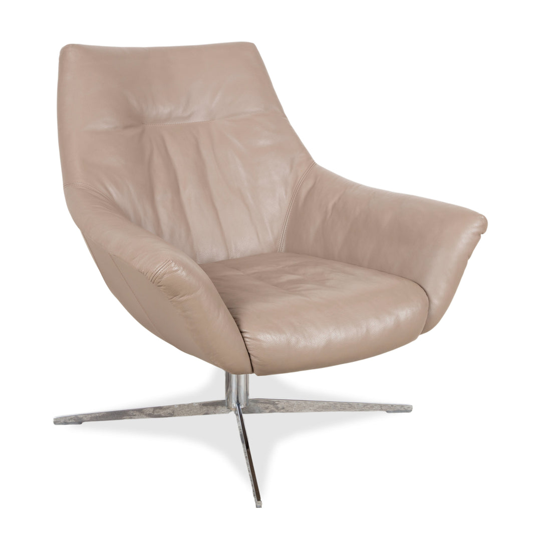 Rolf Benz 566 Leather Chrome Armchair Brown Gray Sofa Couch