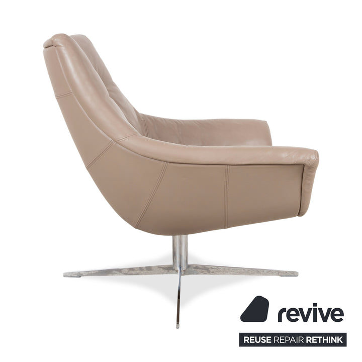 Rolf Benz 566 Leather Chrome Armchair Brown Gray Sofa Couch