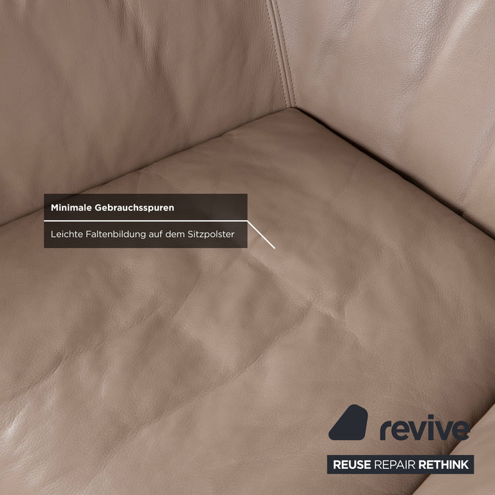 Rolf Benz 566 Leather Chrome Armchair Brown Gray Sofa Couch