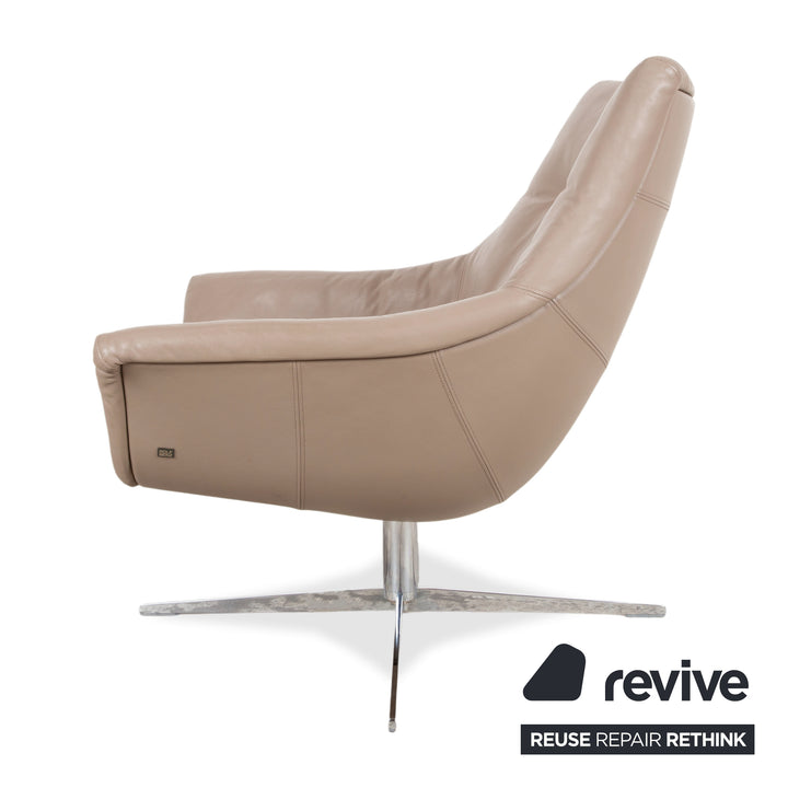 Rolf Benz 566 Leather Chrome Armchair Brown Gray Sofa Couch