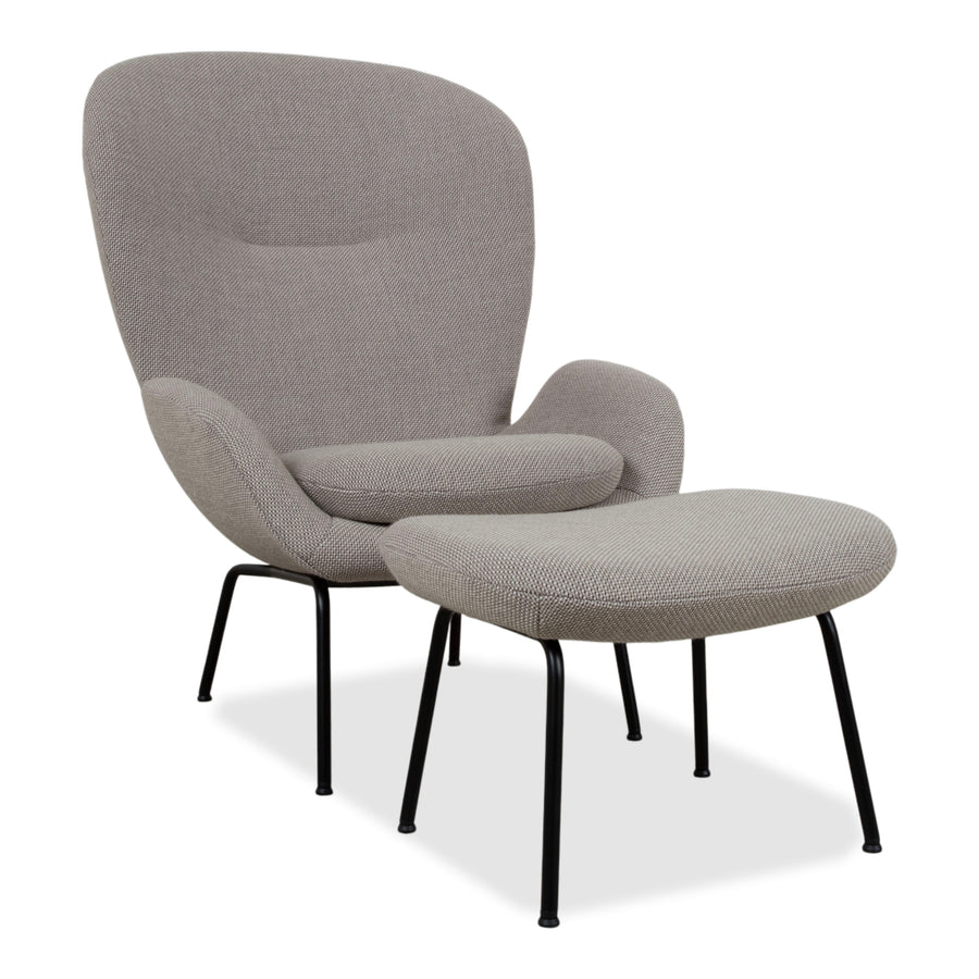 Rolf Benz 594 Stoff Sessel Creme Grau inkl. Hocker