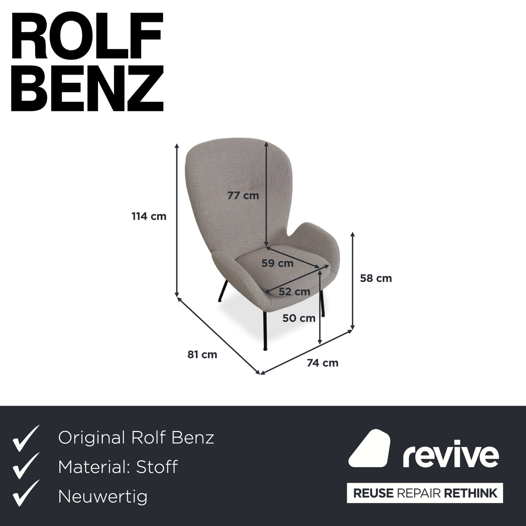 Rolf Benz 594 Stoff Sessel Creme Grau inkl. Hocker