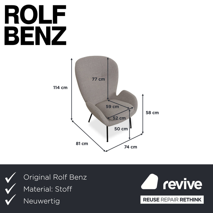 Rolf Benz 594 Stoff Sessel Creme Grau inkl. Hocker