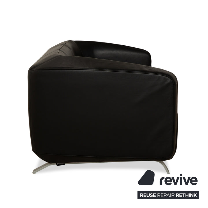 Rolf Benz 6000 Leather 1x Two-seater 1x Three-seater Black Sofa Couch