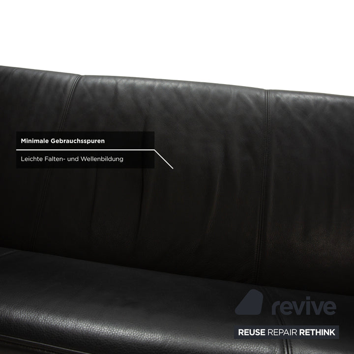 Rolf Benz 6000 Leder 1x Zweisitzer 1x Dreisitzer Schwarz Sofa Couch